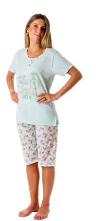 Pijama de Senhora Bicicleta Bermuda Algodão