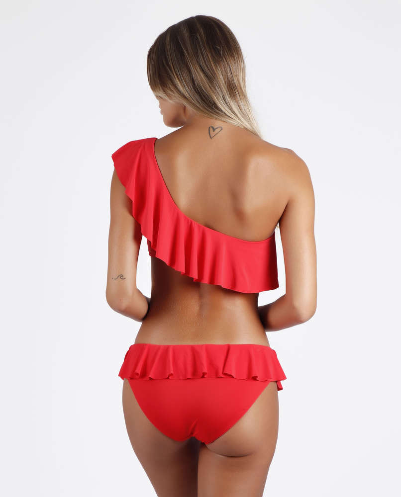 Bikini Com Folhos Vermelho