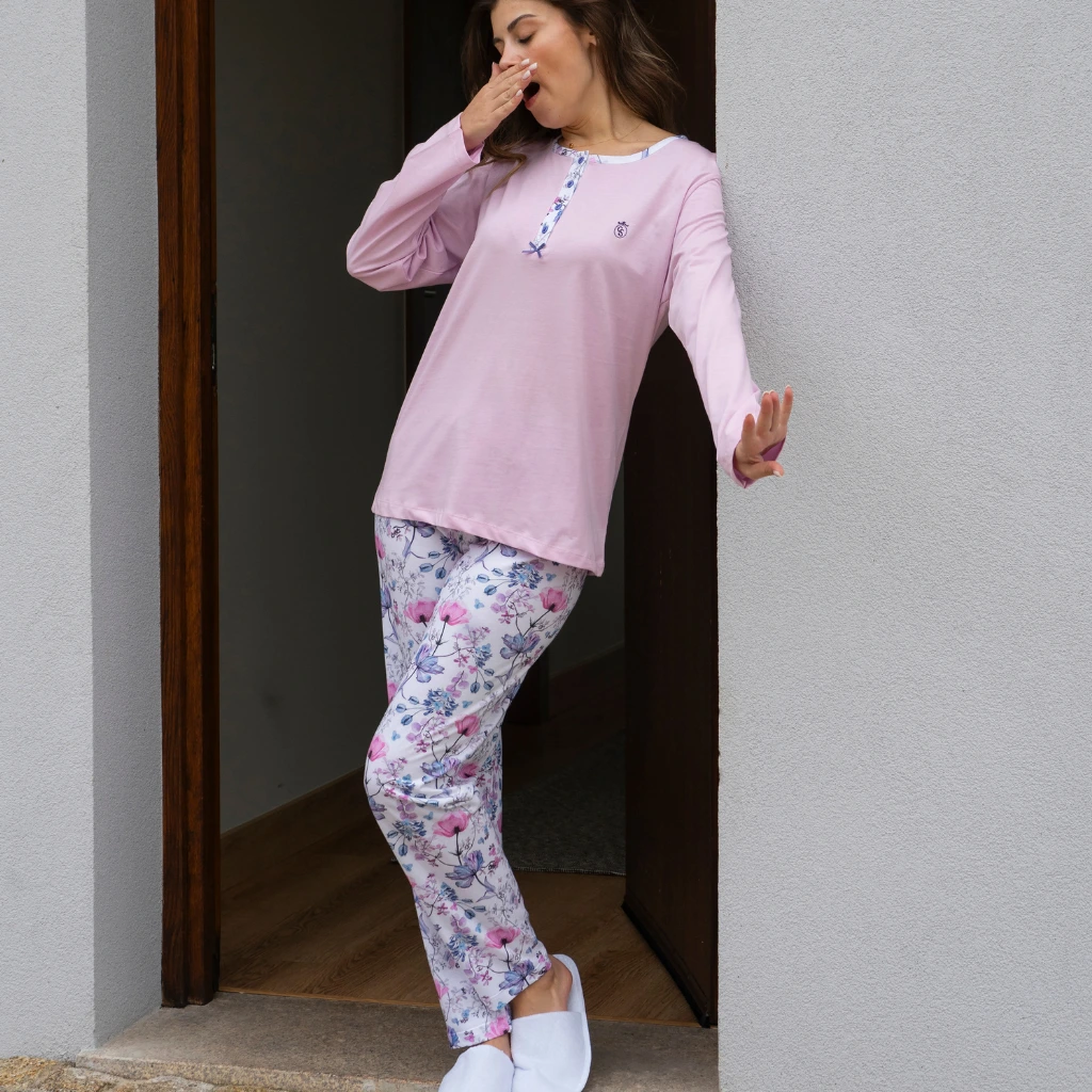 Pijama Floral Alfazema Algodão