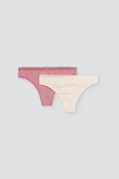 Pack de 2 String em Algodão Pink - YM